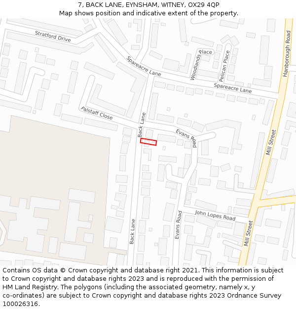 7, BACK LANE, EYNSHAM, WITNEY, OX29 4QP: Location map and indicative extent of plot