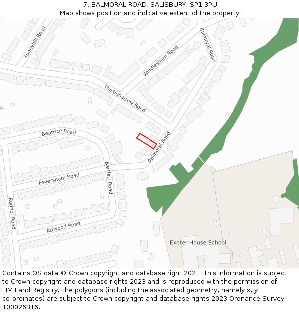 7, BALMORAL ROAD, SALISBURY, SP1 3PU: Location map and indicative extent of plot