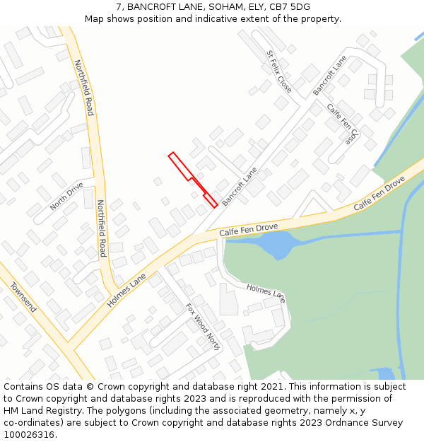 7, BANCROFT LANE, SOHAM, ELY, CB7 5DG: Location map and indicative extent of plot