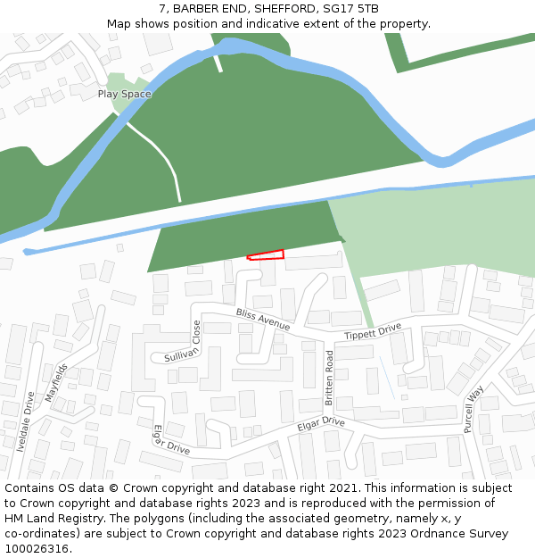 7, BARBER END, SHEFFORD, SG17 5TB: Location map and indicative extent of plot