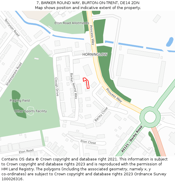 7, BARKER ROUND WAY, BURTON-ON-TRENT, DE14 2DN: Location map and indicative extent of plot
