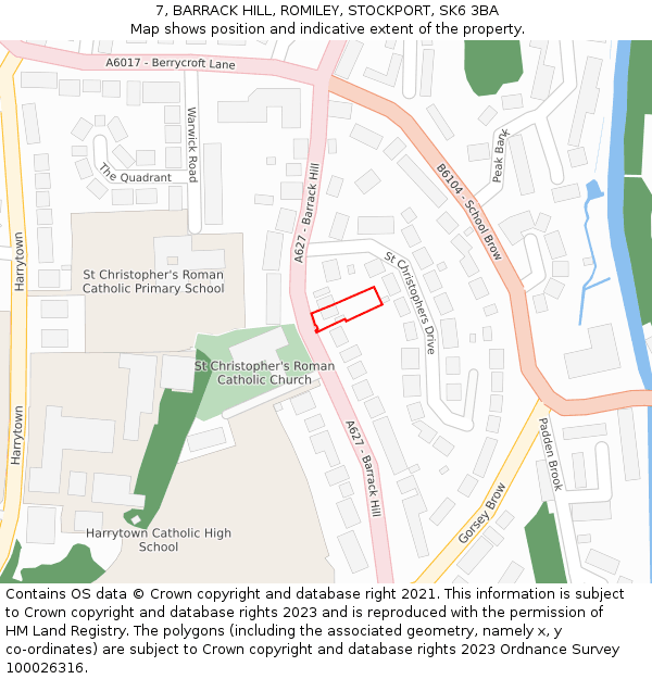 7, BARRACK HILL, ROMILEY, STOCKPORT, SK6 3BA: Location map and indicative extent of plot