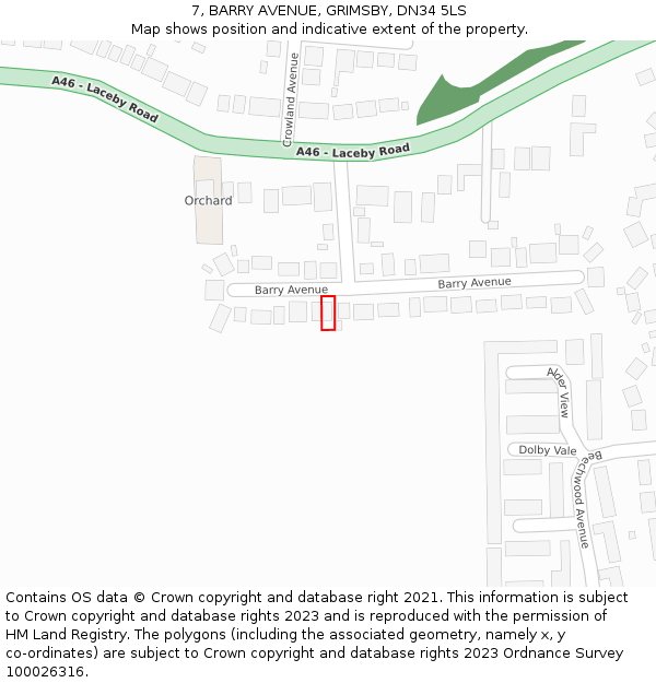 7, BARRY AVENUE, GRIMSBY, DN34 5LS: Location map and indicative extent of plot