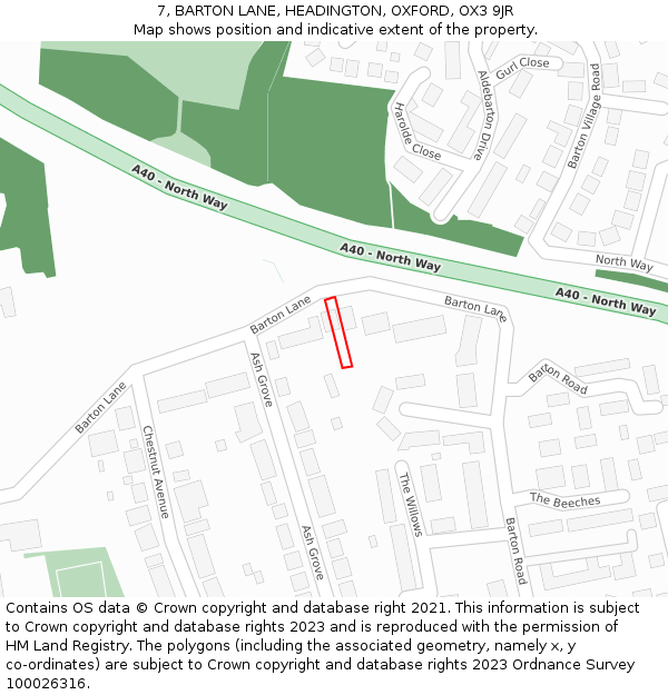 7, BARTON LANE, HEADINGTON, OXFORD, OX3 9JR: Location map and indicative extent of plot