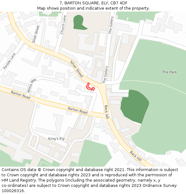 7, BARTON SQUARE, ELY, CB7 4DF: Location map and indicative extent of plot