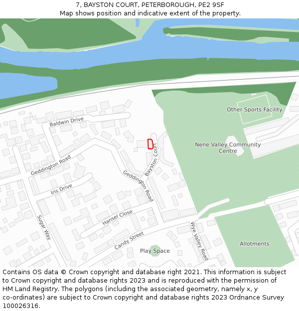 7, BAYSTON COURT, PETERBOROUGH, PE2 9SF: Location map and indicative extent of plot