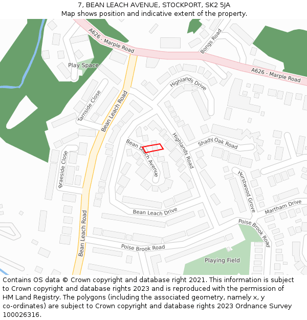 7, BEAN LEACH AVENUE, STOCKPORT, SK2 5JA: Location map and indicative extent of plot