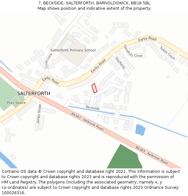 7, BECKSIDE, SALTERFORTH, BARNOLDSWICK, BB18 5BL: Location map and indicative extent of plot