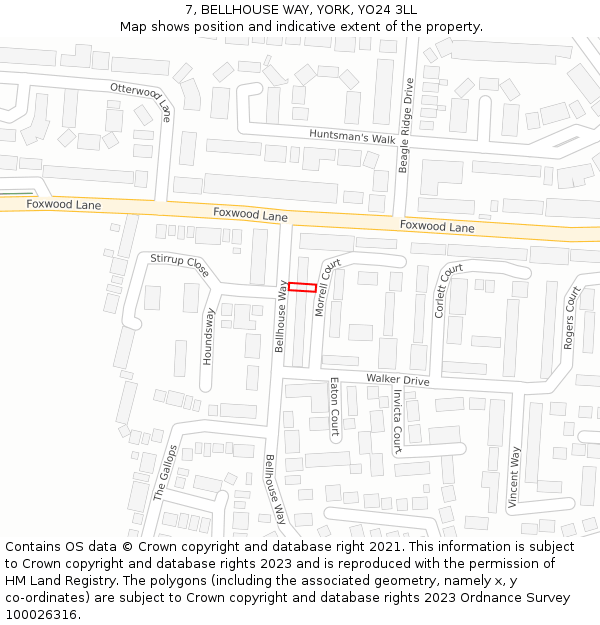 7, BELLHOUSE WAY, YORK, YO24 3LL: Location map and indicative extent of plot