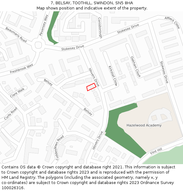 7, BELSAY, TOOTHILL, SWINDON, SN5 8HA: Location map and indicative extent of plot