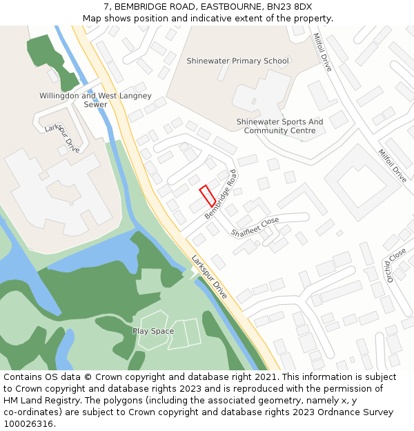 7, BEMBRIDGE ROAD, EASTBOURNE, BN23 8DX: Location map and indicative extent of plot