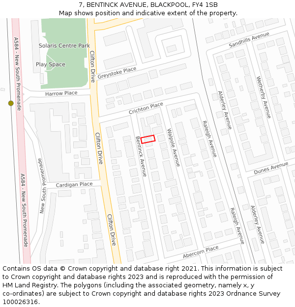 7, BENTINCK AVENUE, BLACKPOOL, FY4 1SB: Location map and indicative extent of plot