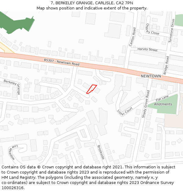 7, BERKELEY GRANGE, CARLISLE, CA2 7PN: Location map and indicative extent of plot