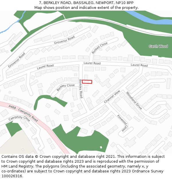 7, BERKLEY ROAD, BASSALEG, NEWPORT, NP10 8PP: Location map and indicative extent of plot