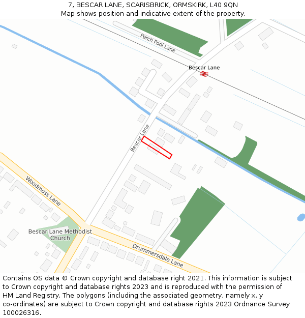 7, BESCAR LANE, SCARISBRICK, ORMSKIRK, L40 9QN: Location map and indicative extent of plot