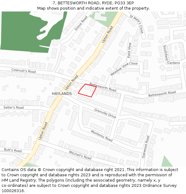 7, BETTESWORTH ROAD, RYDE, PO33 3EP: Location map and indicative extent of plot