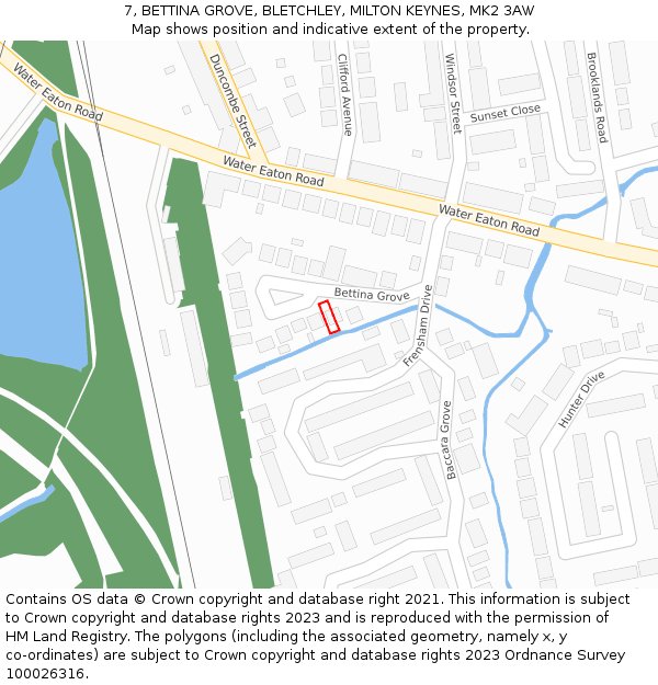 7, BETTINA GROVE, BLETCHLEY, MILTON KEYNES, MK2 3AW: Location map and indicative extent of plot