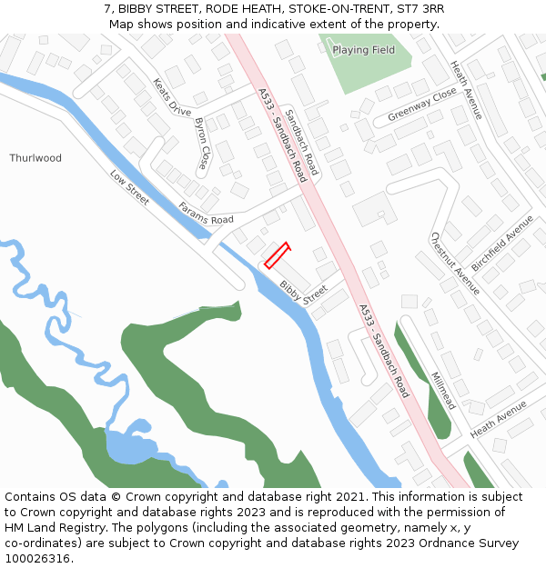 7, BIBBY STREET, RODE HEATH, STOKE-ON-TRENT, ST7 3RR: Location map and indicative extent of plot