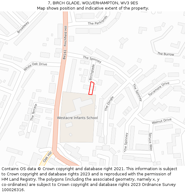7, BIRCH GLADE, WOLVERHAMPTON, WV3 9ES: Location map and indicative extent of plot