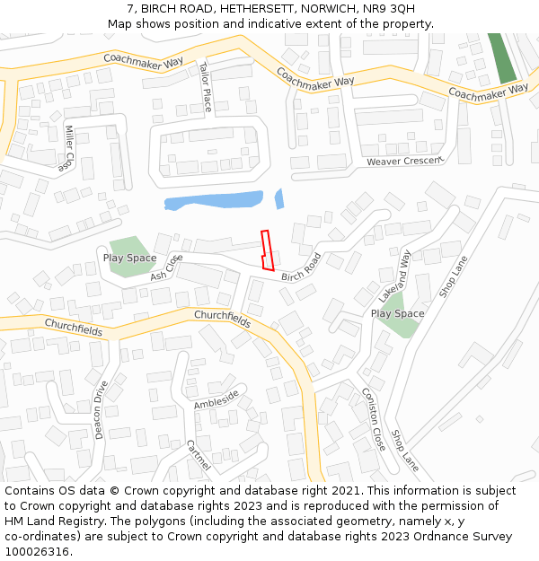 7, BIRCH ROAD, HETHERSETT, NORWICH, NR9 3QH: Location map and indicative extent of plot