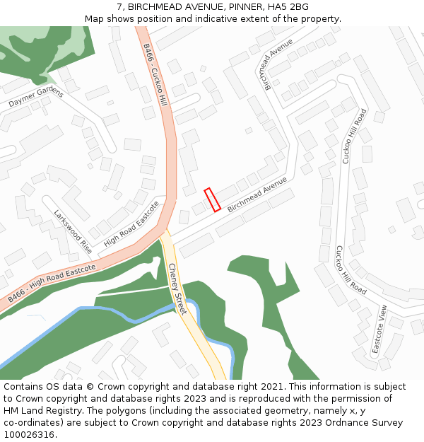 7, BIRCHMEAD AVENUE, PINNER, HA5 2BG: Location map and indicative extent of plot