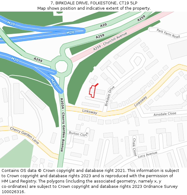 7, BIRKDALE DRIVE, FOLKESTONE, CT19 5LP: Location map and indicative extent of plot