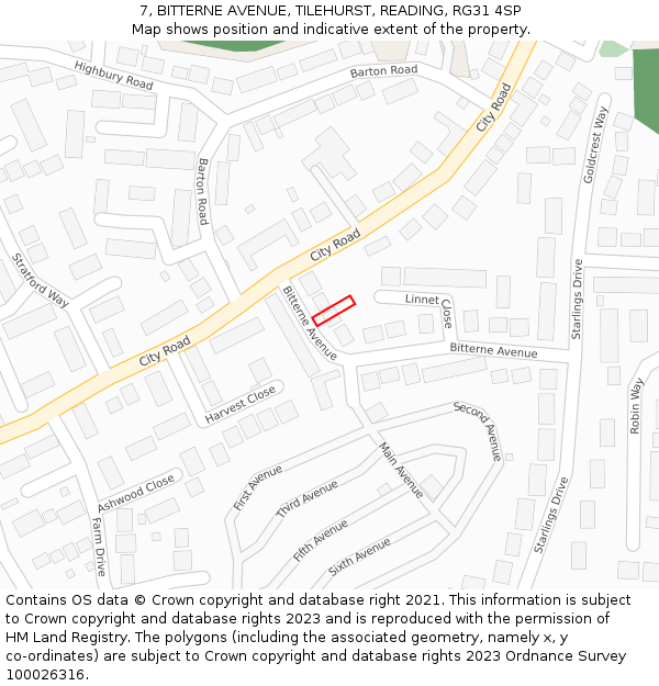 7, BITTERNE AVENUE, TILEHURST, READING, RG31 4SP: Location map and indicative extent of plot