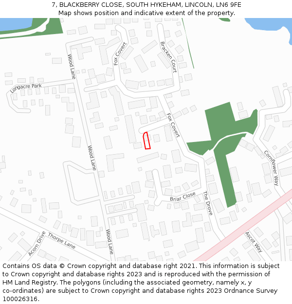 7, BLACKBERRY CLOSE, SOUTH HYKEHAM, LINCOLN, LN6 9FE: Location map and indicative extent of plot