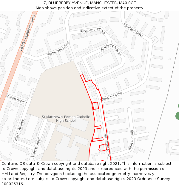 7, BLUEBERRY AVENUE, MANCHESTER, M40 0GE: Location map and indicative extent of plot