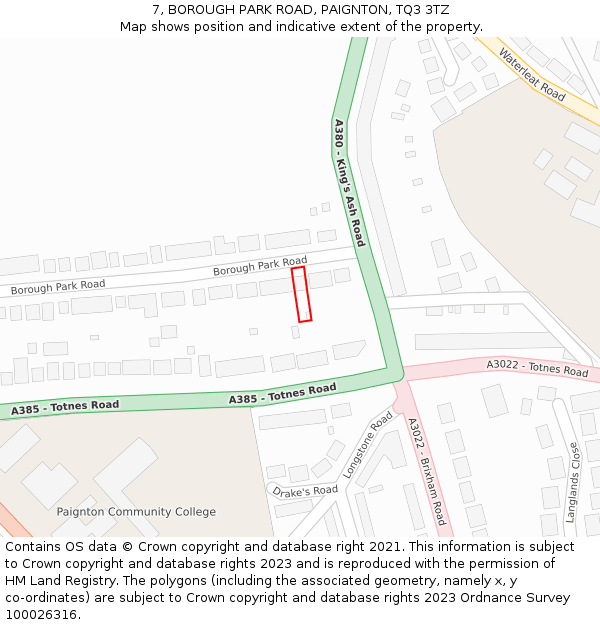 7, BOROUGH PARK ROAD, PAIGNTON, TQ3 3TZ: Location map and indicative extent of plot