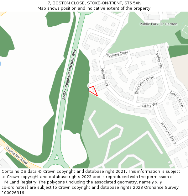7, BOSTON CLOSE, STOKE-ON-TRENT, ST6 5XN: Location map and indicative extent of plot