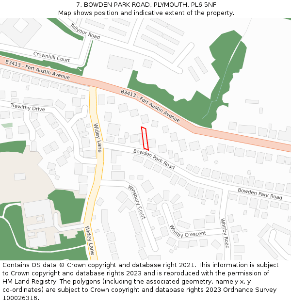 7, BOWDEN PARK ROAD, PLYMOUTH, PL6 5NF: Location map and indicative extent of plot