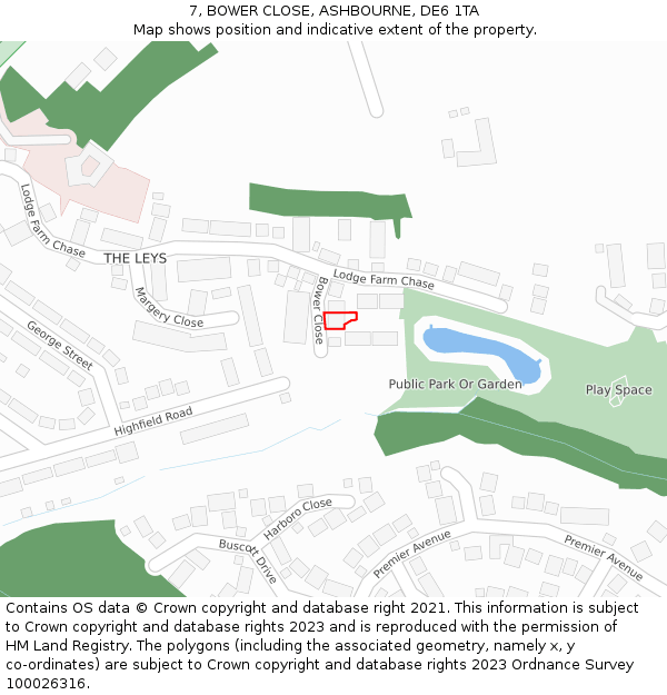 7, BOWER CLOSE, ASHBOURNE, DE6 1TA: Location map and indicative extent of plot