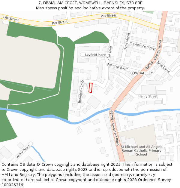 7, BRAMHAM CROFT, WOMBWELL, BARNSLEY, S73 8BE: Location map and indicative extent of plot