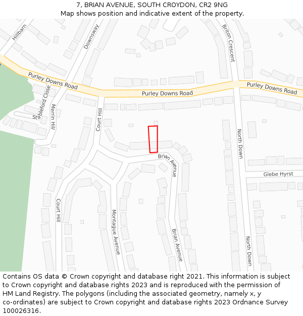 7, BRIAN AVENUE, SOUTH CROYDON, CR2 9NG: Location map and indicative extent of plot