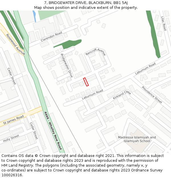 7, BRIDGEWATER DRIVE, BLACKBURN, BB1 5AJ: Location map and indicative extent of plot