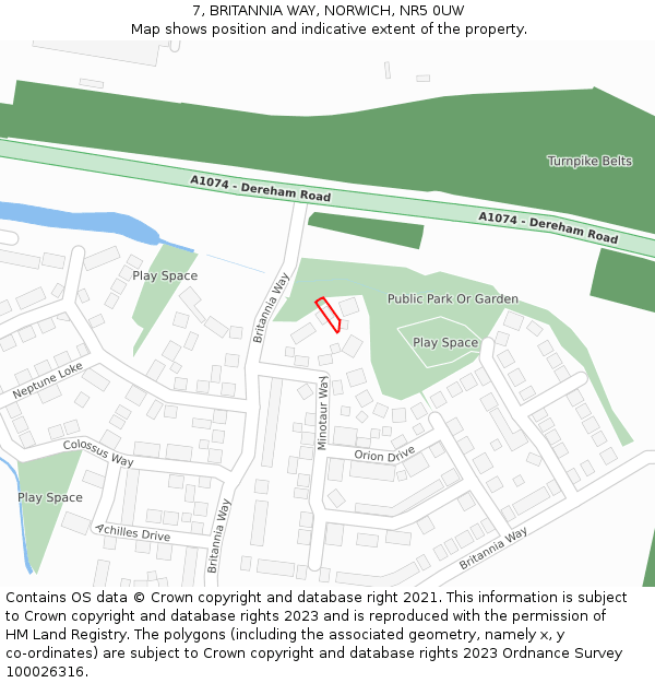 7, BRITANNIA WAY, NORWICH, NR5 0UW: Location map and indicative extent of plot