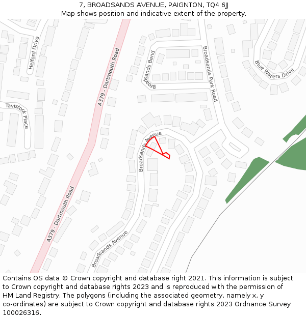 7, BROADSANDS AVENUE, PAIGNTON, TQ4 6JJ: Location map and indicative extent of plot