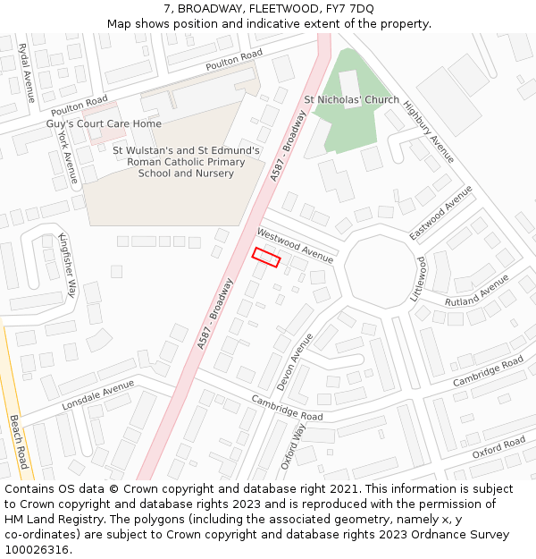 7, BROADWAY, FLEETWOOD, FY7 7DQ: Location map and indicative extent of plot