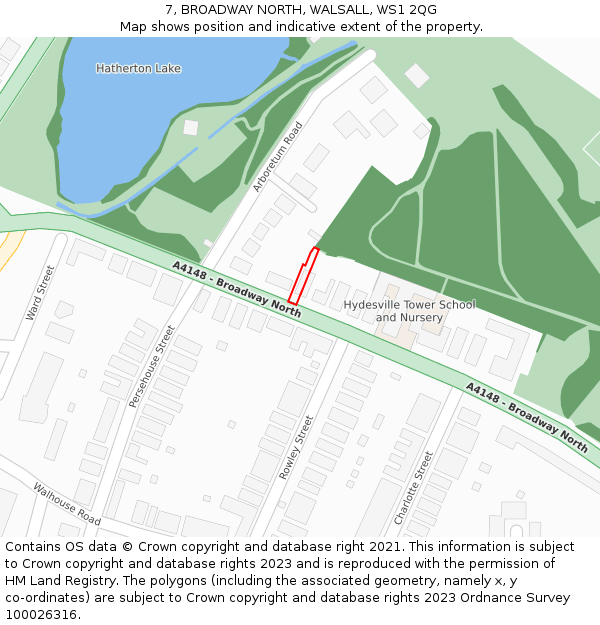 7, BROADWAY NORTH, WALSALL, WS1 2QG: Location map and indicative extent of plot