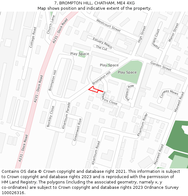 7, BROMPTON HILL, CHATHAM, ME4 4XG: Location map and indicative extent of plot