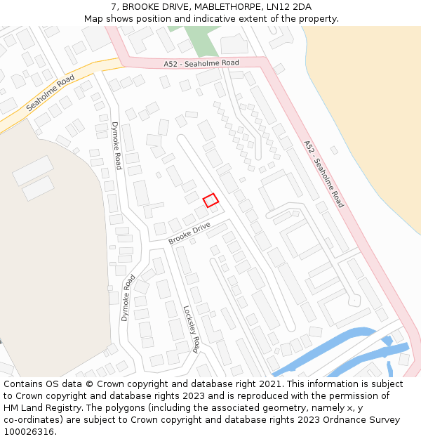7, BROOKE DRIVE, MABLETHORPE, LN12 2DA: Location map and indicative extent of plot