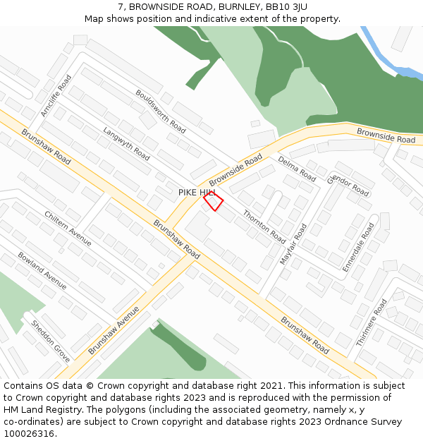 7, BROWNSIDE ROAD, BURNLEY, BB10 3JU: Location map and indicative extent of plot