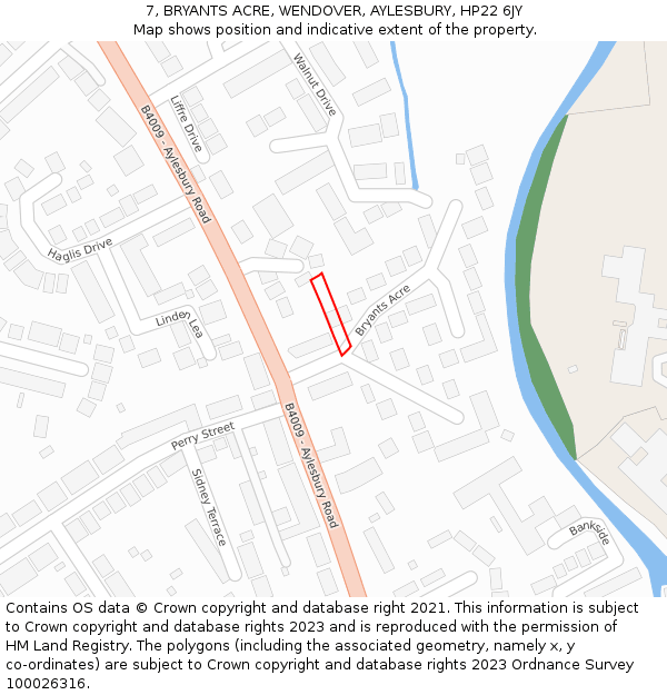 7, BRYANTS ACRE, WENDOVER, AYLESBURY, HP22 6JY: Location map and indicative extent of plot