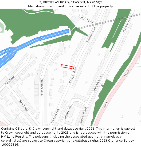 7, BRYNGLAS ROAD, NEWPORT, NP20 5QY: Location map and indicative extent of plot
