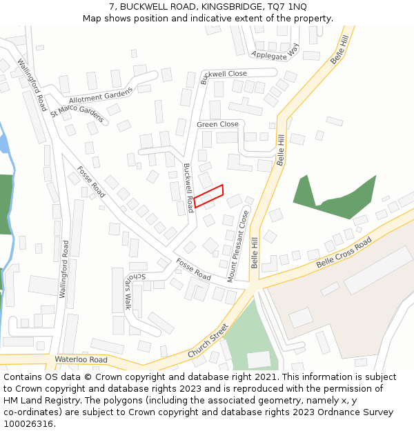 7, BUCKWELL ROAD, KINGSBRIDGE, TQ7 1NQ: Location map and indicative extent of plot