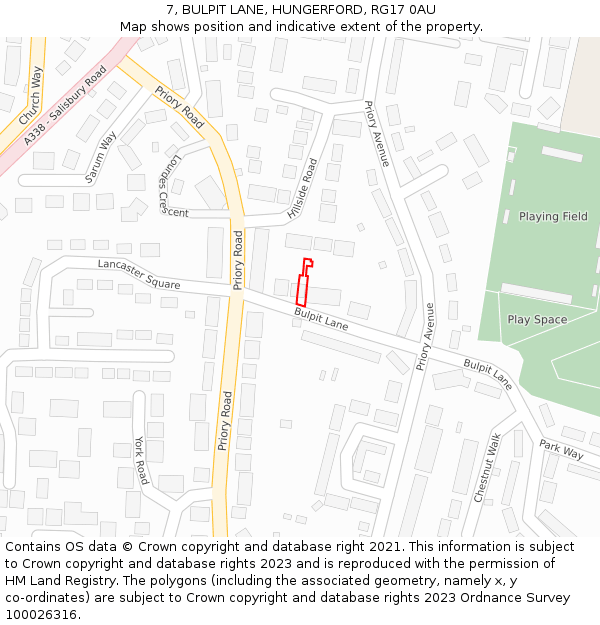 7, BULPIT LANE, HUNGERFORD, RG17 0AU: Location map and indicative extent of plot