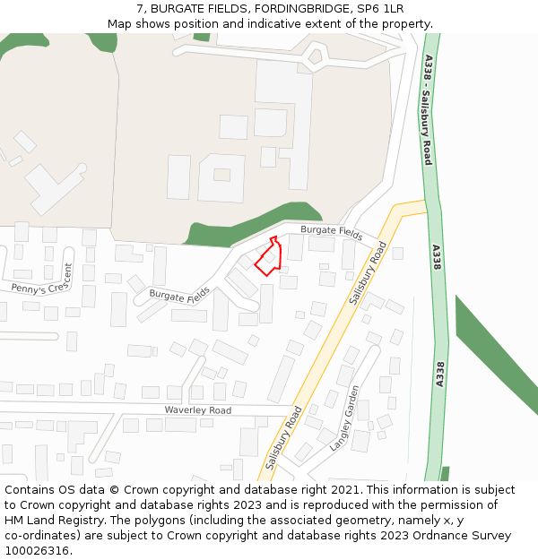 7, BURGATE FIELDS, FORDINGBRIDGE, SP6 1LR: Location map and indicative extent of plot