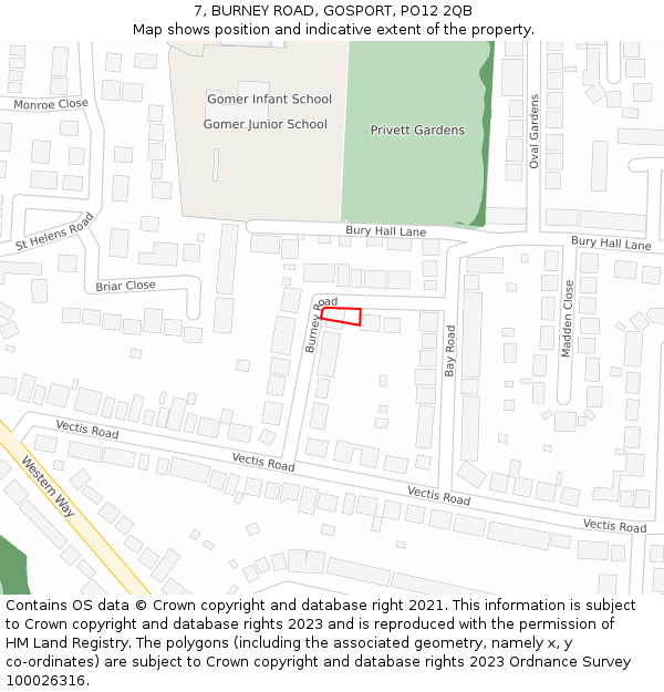 7, BURNEY ROAD, GOSPORT, PO12 2QB: Location map and indicative extent of plot