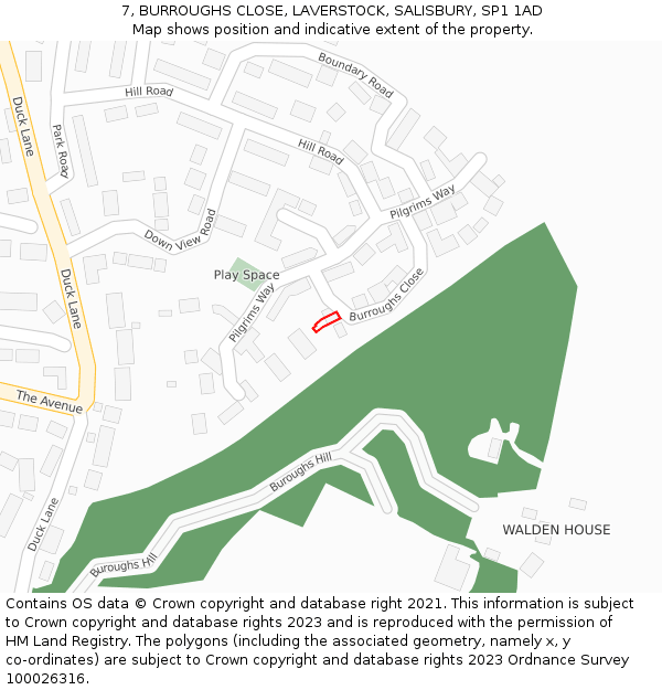 7, BURROUGHS CLOSE, LAVERSTOCK, SALISBURY, SP1 1AD: Location map and indicative extent of plot
